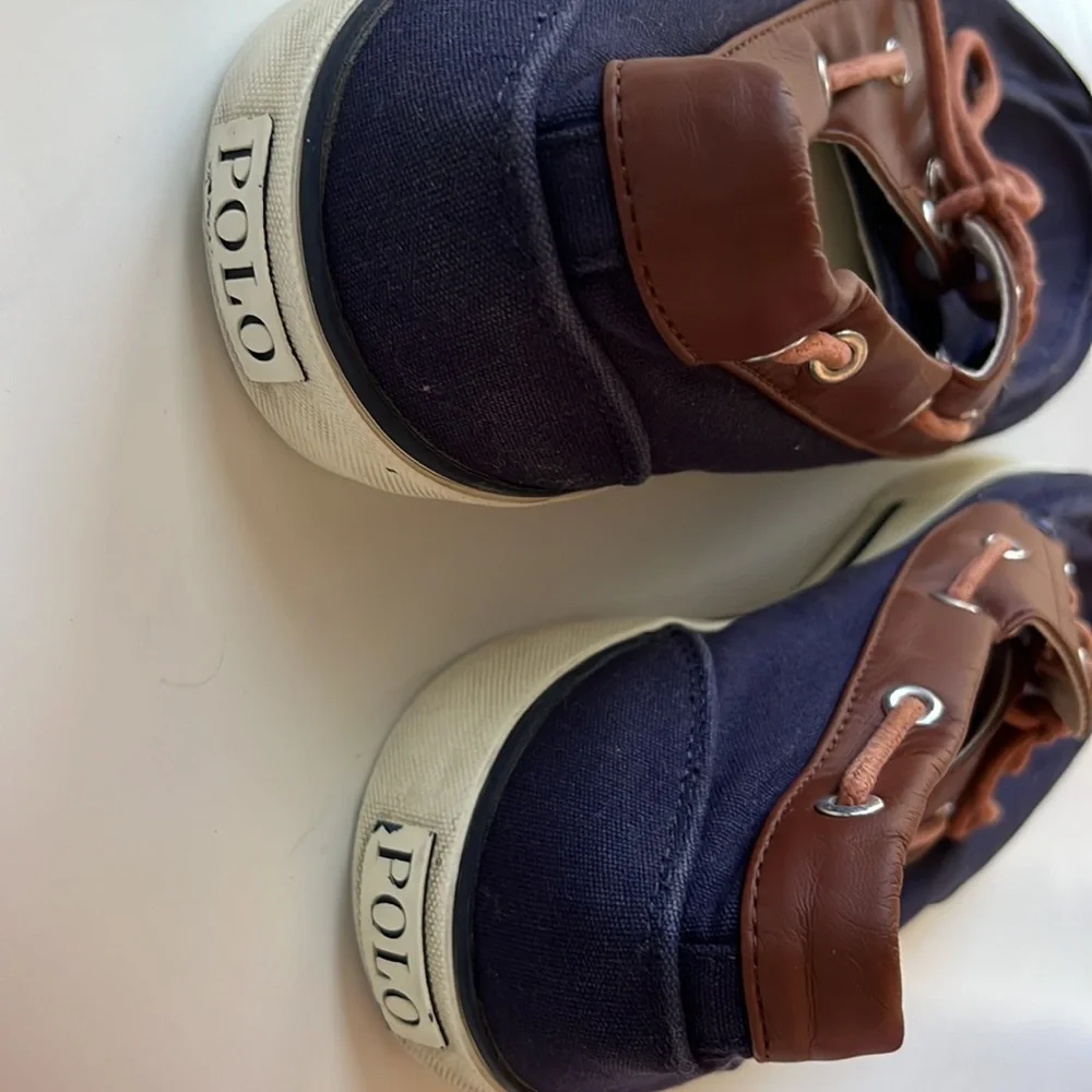 Polo Ralph Lauren Men’s Rylander Blue and Brown Canvas Boat Shoes 11D